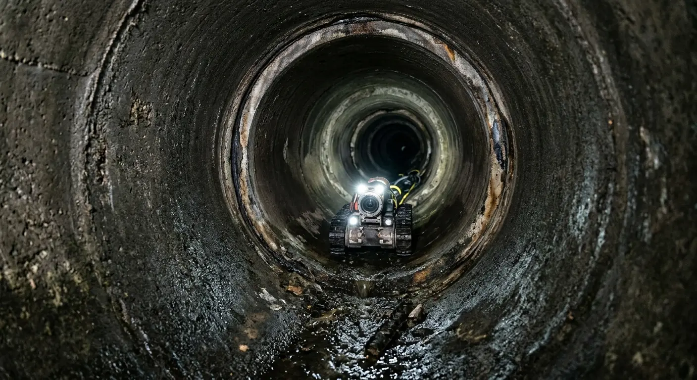 Robotic sewer camera inspecting pipe interior for Sewer Line Repair in Woodhaven